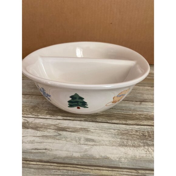 Vintage 2002 Pfaltzgraff Snow Bear 10" Divided Serving Dish Pre-owned No Box - Picture 9 of 10